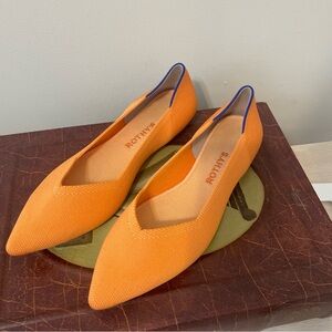 Rothy's Bright Orange Women's Flats with Blue Trim